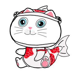 Cat in koi costume