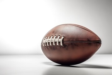American football ball on white background, sports concept, digital illustration. Generative AI