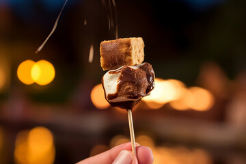 grilled marshmallow and chocolate, made with generative ai