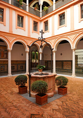 Fototapeta na wymiar Patio of Cistern (Patio del Aljibe) in the Museum of Fine Arts in Seville, Andalusia, Spain