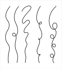 A set of different lines and curls on a transparent background. Art for design and printing. Vector