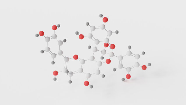 procyanidin a2 molecule 3d, molecular structure, ball and stick model, structural chemical formula proanthocyanidin