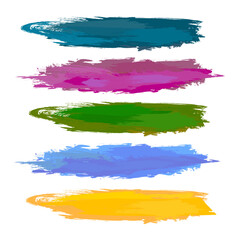 vector hand-drawing colored paint strokes on white