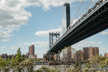 Manhattan bridge in Brooklyn brigde park new York usa