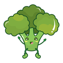 Isolated cute broccoli vegetable character Vector