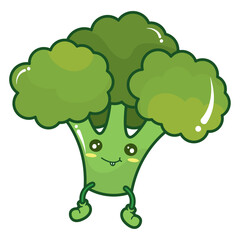 Isolated cute broccoli vegetable character Vector