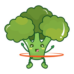 Isolated cute broccoli vegetable character Vector