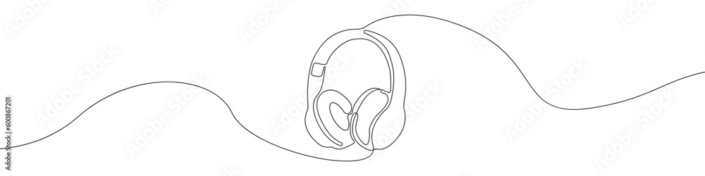 Poster headphone sign line continuous drawing vector. one line headphone vector background. headphone icon.