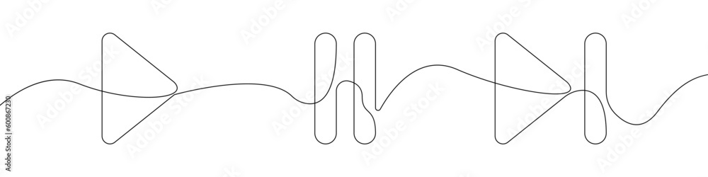 Poster multimedia buttons sign line continuous drawing vector. one line multimedia buttons vector backgroun