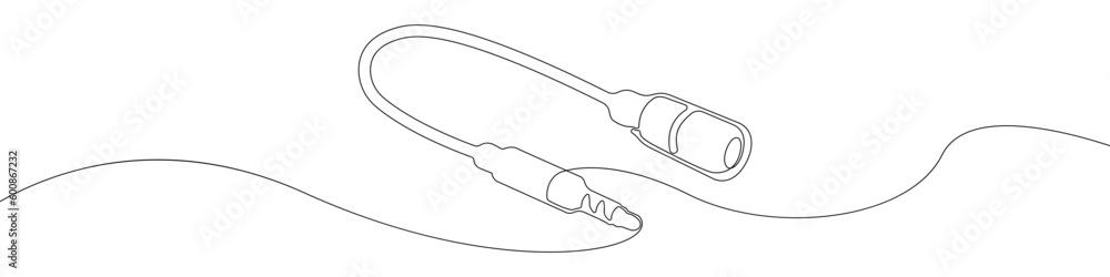 Poster audio jack 3.5 mm output sign line continuous drawing vector. one line audio jack 3.5 mm output vect