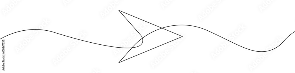 Poster arrow, cursor sign line continuous drawing vector. one line arrow, cursor vector background. arrow, 