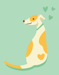 Cute dog looking over its shoulder lovingly. Puppy love. Looking towards empty area (room for copy). 