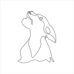 continuous line drawing a dog. dog simple line art. dog vector line art.