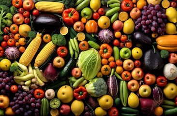 Fototapeta na wymiar Different fruits and vegetables
