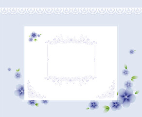 classic premium wedding birthday ceremony invitation post card event celebration greeting message frame vintage romantic background vector frame soft blue flora flower