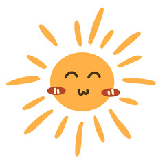 Cute sun doodle. Smiling sun illustration.handrawn sun.