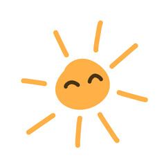 Cute sun doodle. Smiling sun illustration.handrawn sun.