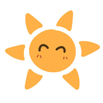 Cute sun doodle. Smiling sun illustration.handrawn sun.