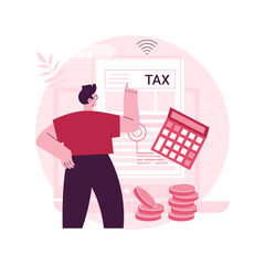 Electronic tax filing abstract concept vector illustration. File personal income statement, gather paperwork, e-file documents, tax preparation online software, IRS form abstract metaphor.