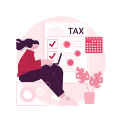 Filing taxes by yourself abstract concept vector illustration. Budget calculation, personal income, gather paperwork, e-file earnings statement documents, savings refund abstract metaphor.