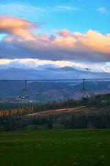 Panorama of snowy Tatra mountains in spring, south Poland