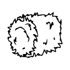 The hay is stacked. Livestock feed. Farm. Agricultural buildings. A set of items for the farm. Wind illustration isolated on white background.