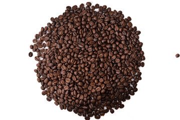 Coffee beans on the white background