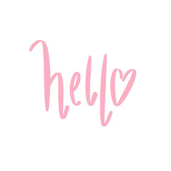hello calligraphy hand written message txt font in pink on a transparent background