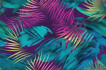 Fototapeta na wymiar A daring statement-making pattern tropical pattern fuchsia background. Ai generated