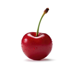 A luscious red Cherry isolated on a white background, created by Generative AI