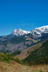 Fototapeta na wymiar Panorama of snowy Tatra mountains in spring, south Poland