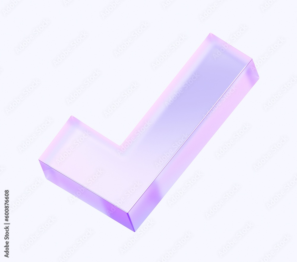 Poster check mark icon with colorful gradient. 3d rendering illustration for graphic design, ui ux design, 
