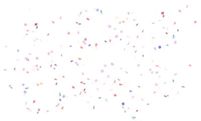 Rainbow color confetti falling down, PNG. Create birthday and party decoration concept.