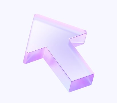 arrow icon with colorful gradient. 3d rendering illustration for graphic design, ui ux design, presentation or background. shape with glass effect