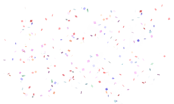 Rainbow color confetti falling down, PNG. Create birthday and party decoration concept.