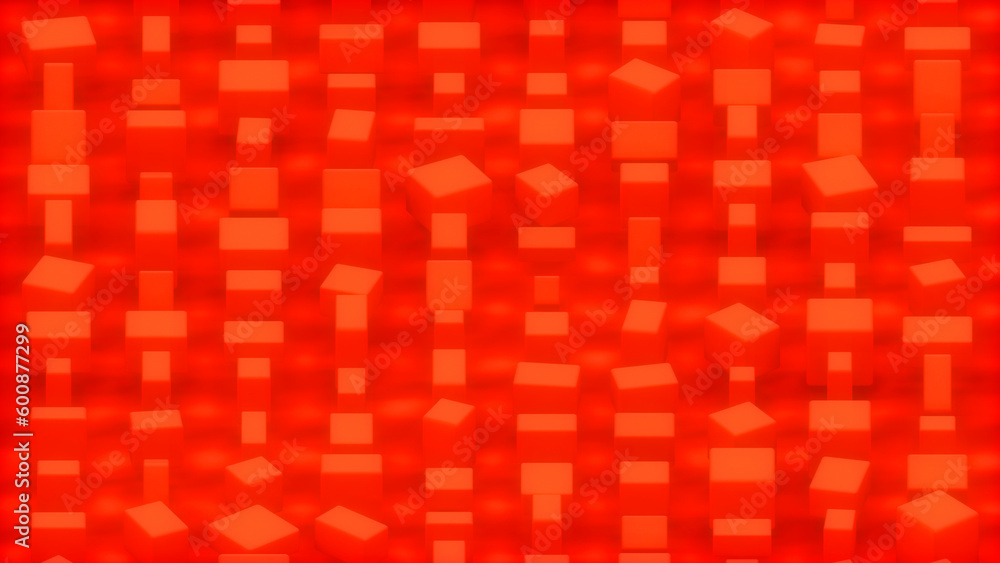 Poster red high tech cg pattern of geometrical blocks - randomization - abstract 3d illustration