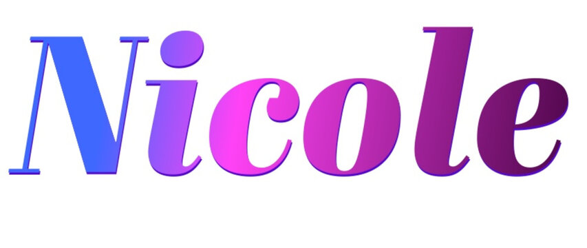 Nicole - pink and blue color - female name - ideal for websites, emails, presentations, greetings, banners, cards, books, t-shirt, sweatshirt, prints	

