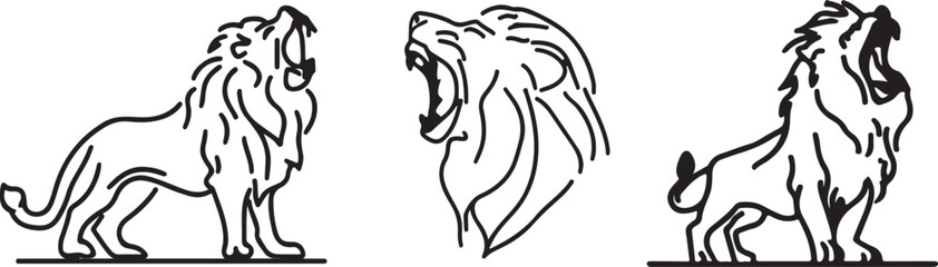 Lion Line Art vector silhouette