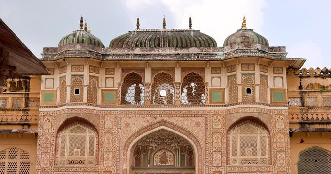 Amber palace entrance in side historic Amber fort in Jaipur city, India.