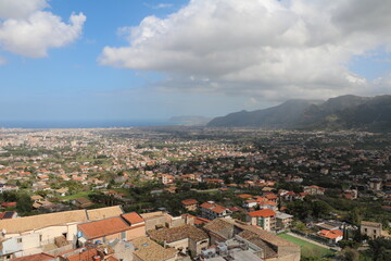 Panoramic view from Monreale to Palermo, Sicily Italy