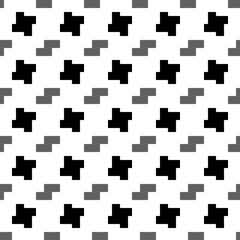 Repeated puzzle figures background. Seamless surface pattern design with mosaic ornament. Ethnic embroidery motif. Grid wallpaper. Digital paper for page fills, web designing, textile print. Vector.