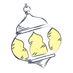 Isolated colored arab lamp sketch icon Vector