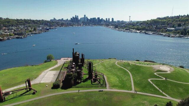 Stunning Aerial View of Seattle Park on Sunny Day