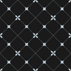 seamless black and white geometric pattern in an oblique cell with squares