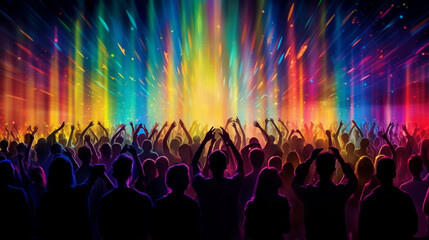Fototapeta na wymiar rainbow-colored people crowd. LGBT concept. Generated by AI