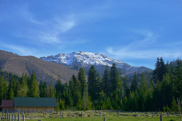 Panorama of snowy Tatra mountains in spring, south Poland