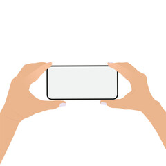 Female Hands Holding Smartphone With Blank Screen, Isolated on White Background. Vector Illustration in Flat Design