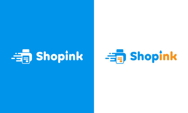 pictogram logo printer in blue color