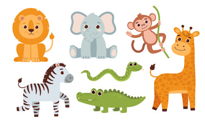 Obraz premium Cute safari animals set