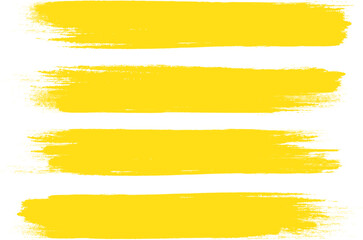 Yellow brush stroke set isolated on background. Paint brush stroke vector for ink paint, grunge design element, dirt banner, watercolor design, dirty texture. Trendy brush stroke, vector illustration